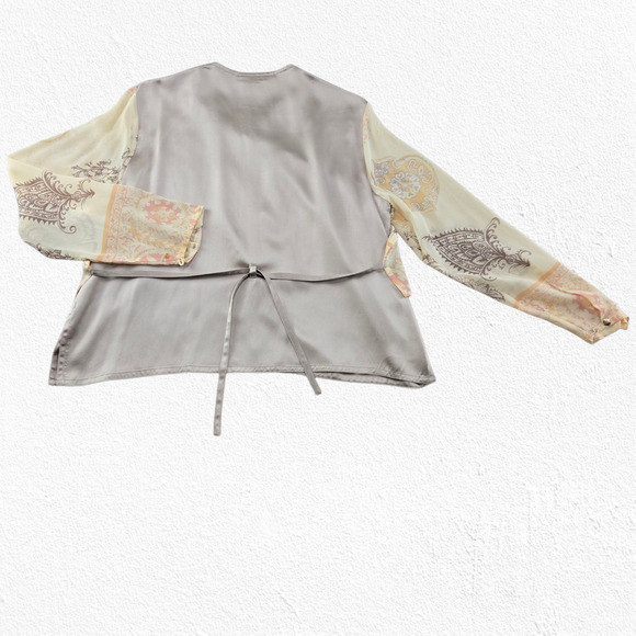 1990s Vintage Tere Tereba 100% Silk Blouse Pants Set Lounge Evening Size Medium - Picture 10 of 16